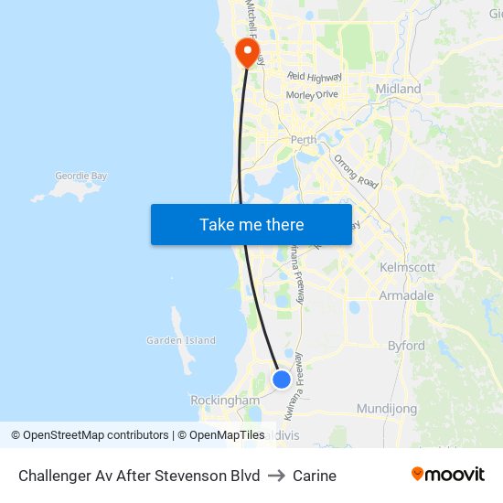 Challenger Av After Stevenson Blvd to Carine map