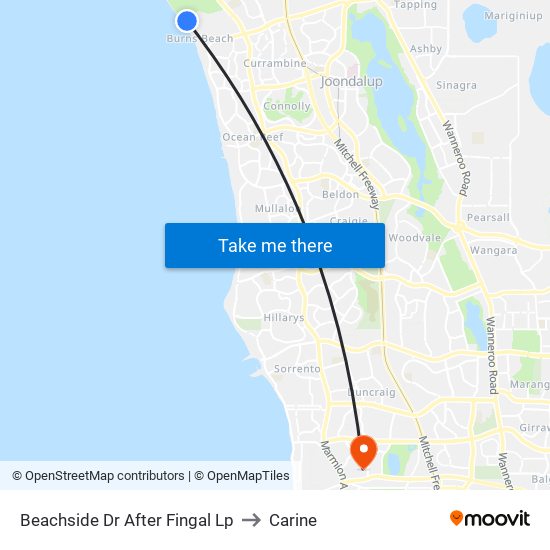 Beachside Dr After Fingal Lp to Carine map