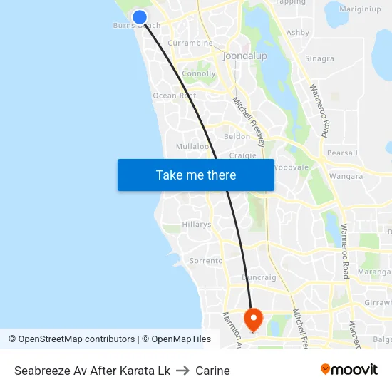 Seabreeze Av After Karata Lk to Carine map