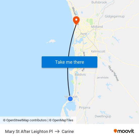 Mary St After Leighton Pl to Carine map