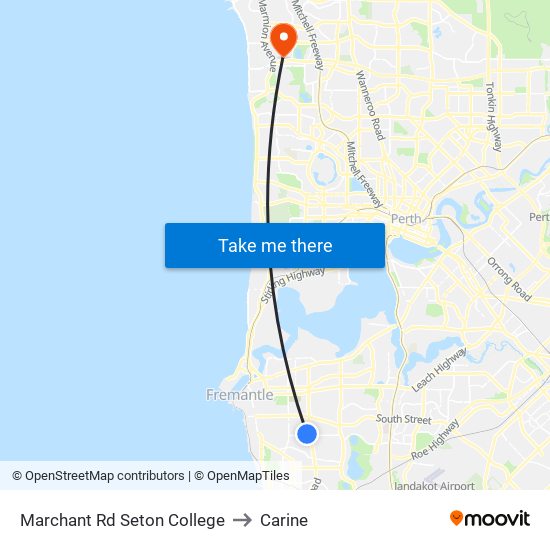 Marchant Rd Seton College to Carine map