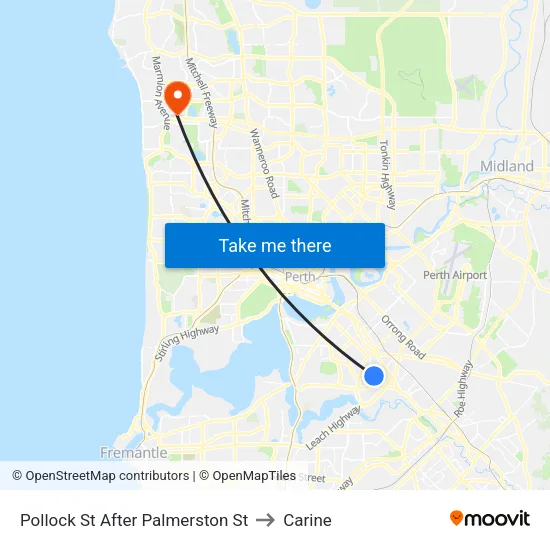 Pollock St After Palmerston St to Carine map