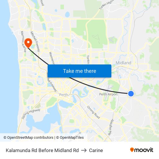 Kalamunda Rd Before Midland Rd to Carine map