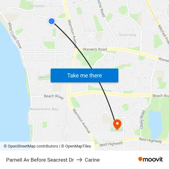 Parnell Av Before Seacrest Dr to Carine map