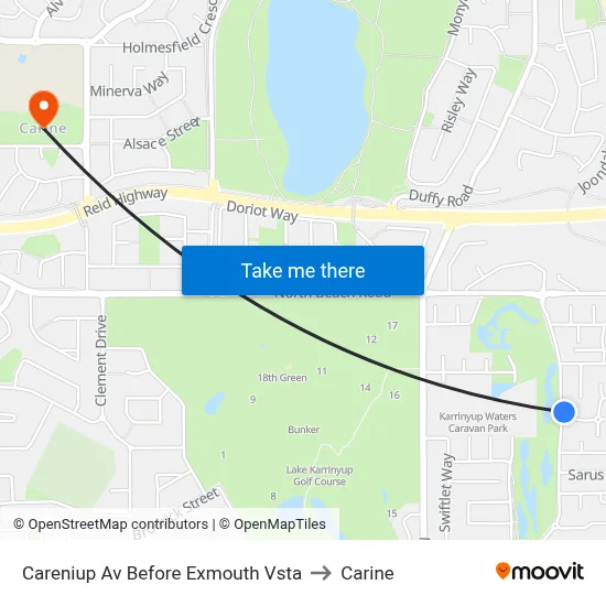 Careniup Av Before  Exmouth Vsta to Carine map