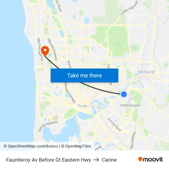 Fauntleroy Av Before Gt Eastern Hwy to Carine map