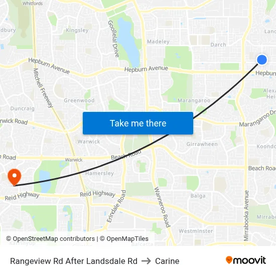 Rangeview Rd After Landsdale Rd to Carine map