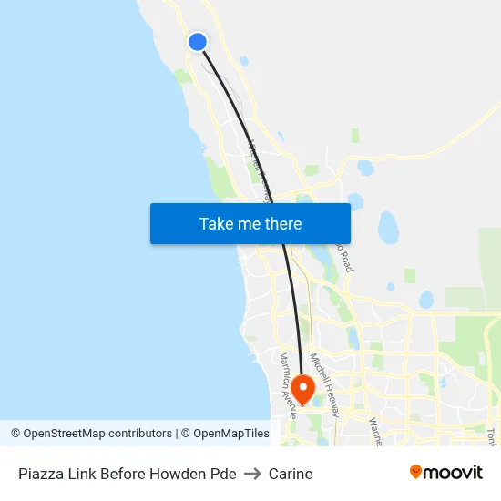 Piazza Link Before Howden Pde to Carine map