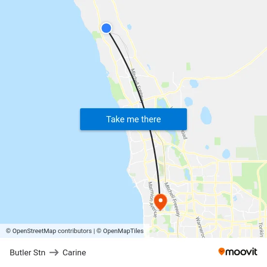 Butler Stn to Carine map