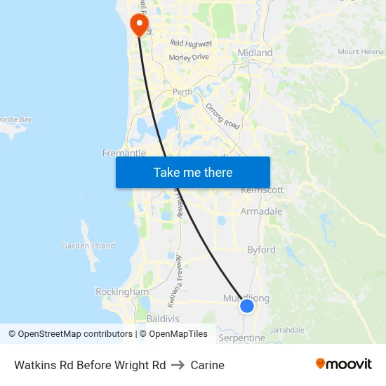 Watkins Rd Before Wright Rd to Carine map
