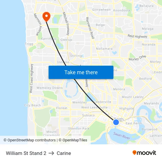 William St Stand 2 to Carine map