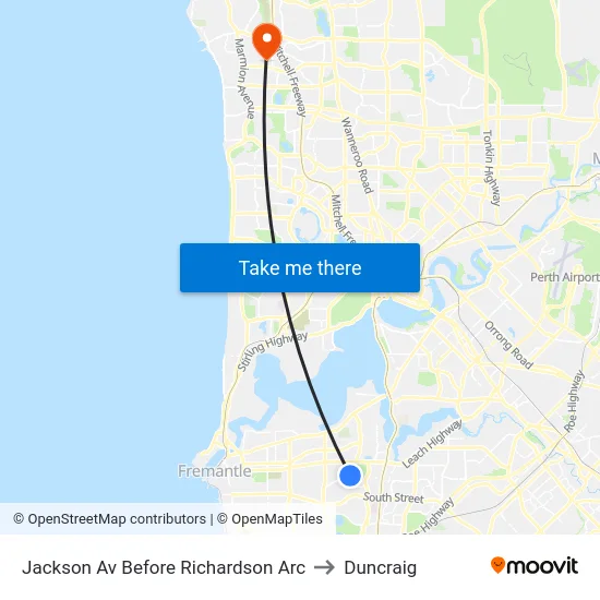 Jackson Av Before Richardson Arc to Duncraig map