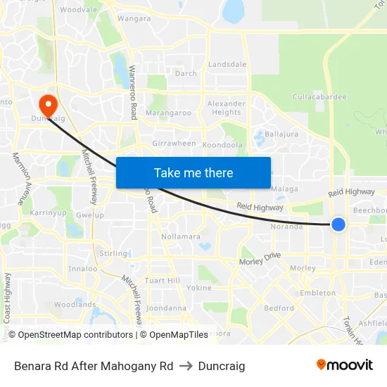 Benara Rd After Mahogany Rd to Duncraig map