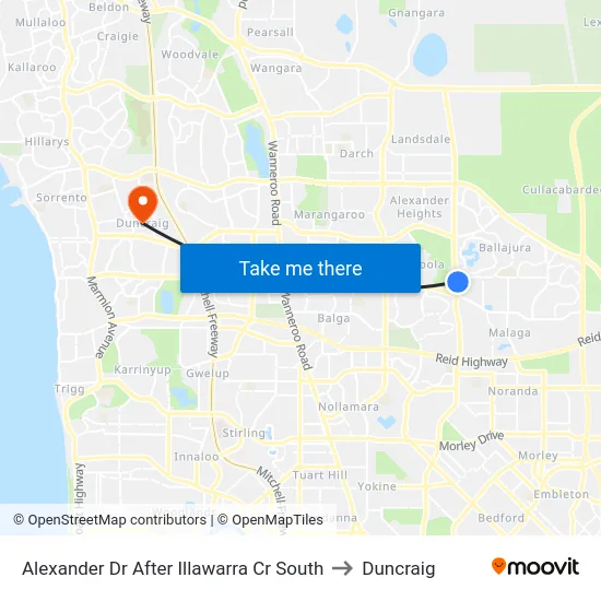 Alexander Dr After Illawarra Cr South to Duncraig map