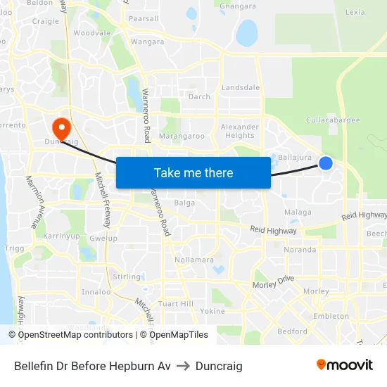 Bellefin Dr Before Hepburn Av to Duncraig map