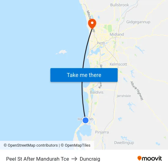 Peel St After Mandurah Tce to Duncraig map