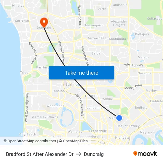 Bradford St After Alexander Dr to Duncraig map