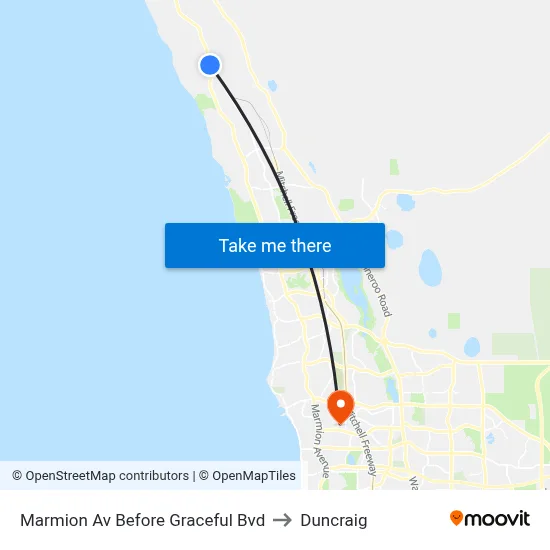 Marmion Av Before Graceful Bvd to Duncraig map