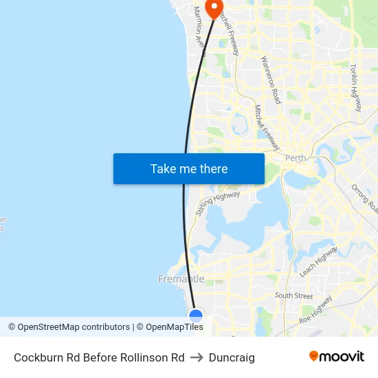 Cockburn Rd Before Rollinson Rd to Duncraig map
