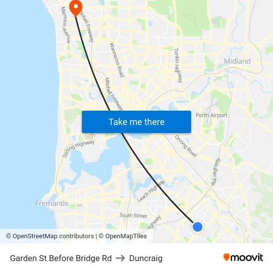Garden St Before Bridge Rd to Duncraig map
