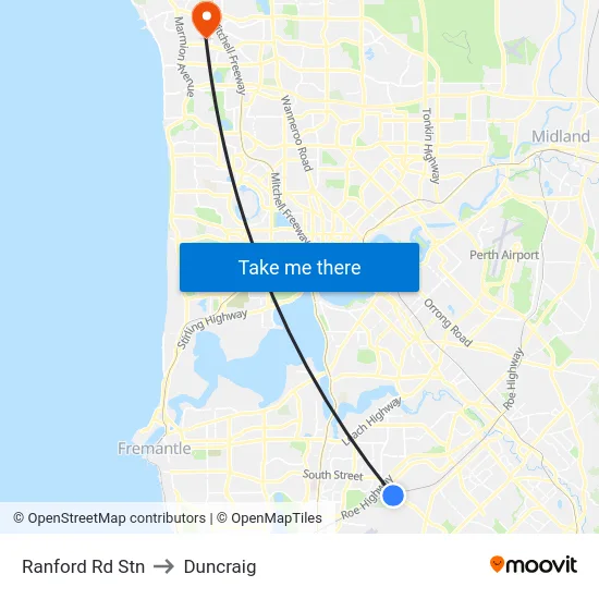 Ranford Rd Stn to Duncraig map