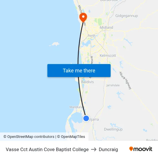 Vasse Cct Austin Cove Baptist College to Duncraig map