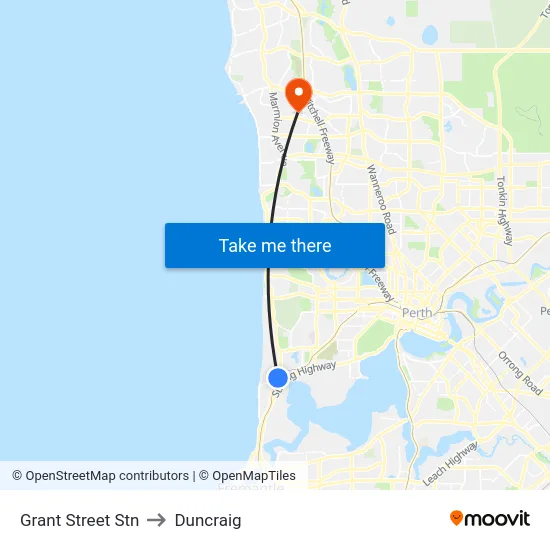 Grant Street Stn to Duncraig map