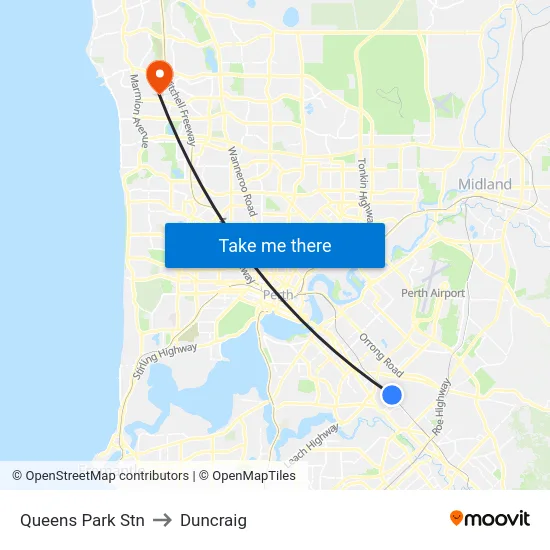 Queens Park Stn to Duncraig map