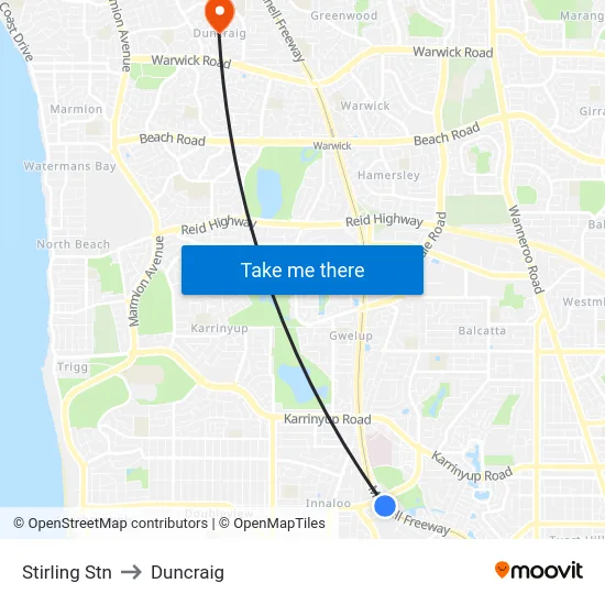 Stirling Stn to Duncraig map
