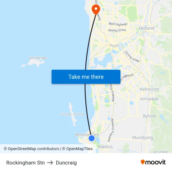 Rockingham Stn to Duncraig map