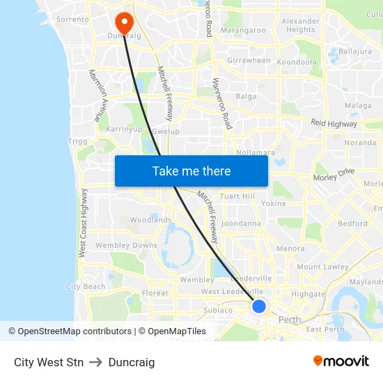City West Stn to Duncraig map