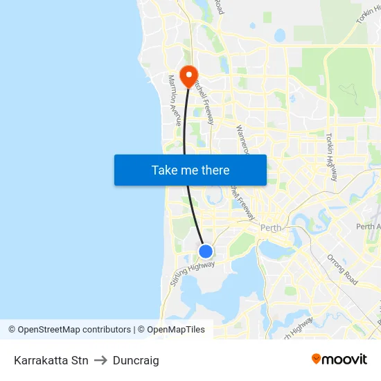 Karrakatta Stn to Duncraig map