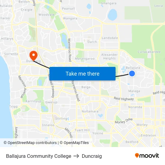Ballajura Community College to Duncraig map