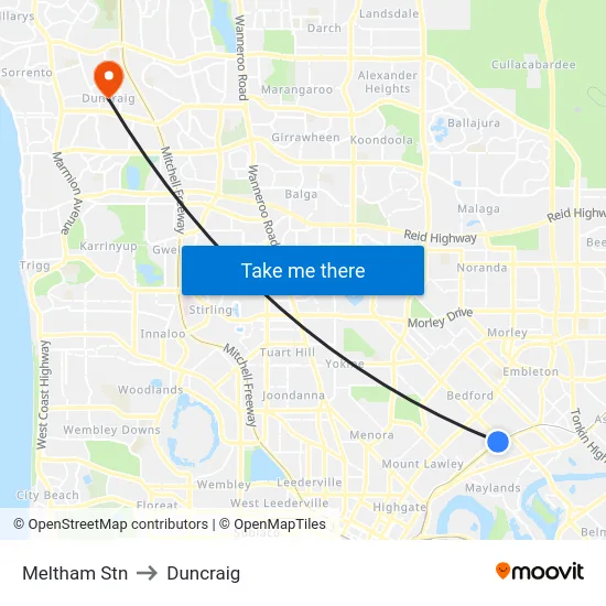 Meltham Stn to Duncraig map