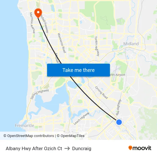Albany Hwy After Ozich Ct to Duncraig map