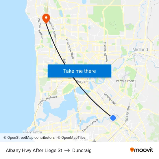 Albany Hwy After Liege St to Duncraig map