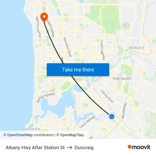 Albany Hwy After Station St to Duncraig map