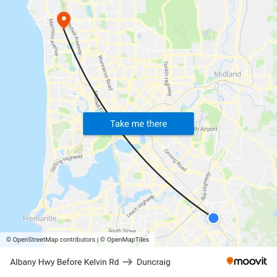 Albany Hwy Before Kelvin Rd to Duncraig map