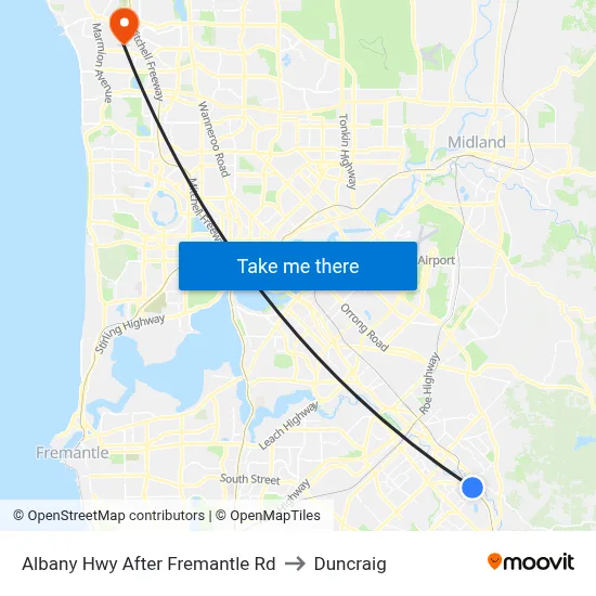 Albany Hwy After Fremantle Rd to Duncraig map