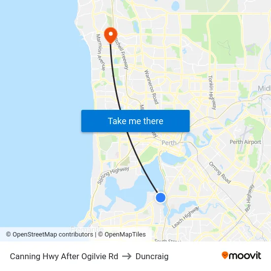 Canning Hwy After Ogilvie Rd to Duncraig map