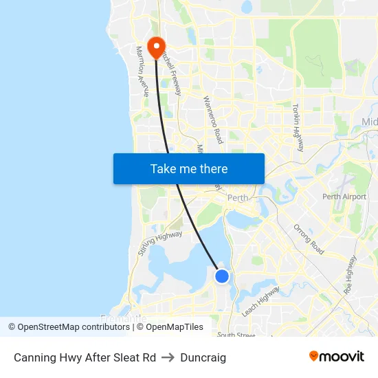 Canning Hwy After Sleat Rd to Duncraig map