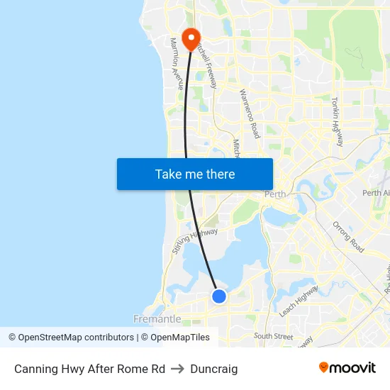 Canning Hwy After Rome Rd to Duncraig map