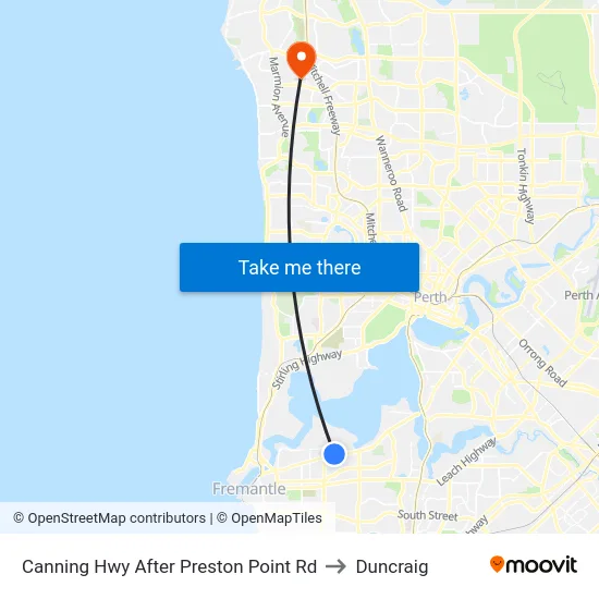 Canning Hwy After Preston Point Rd to Duncraig map