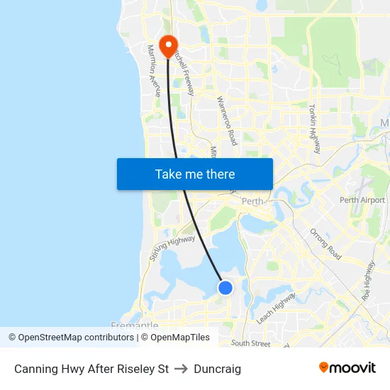 Canning Hwy After Riseley St to Duncraig map
