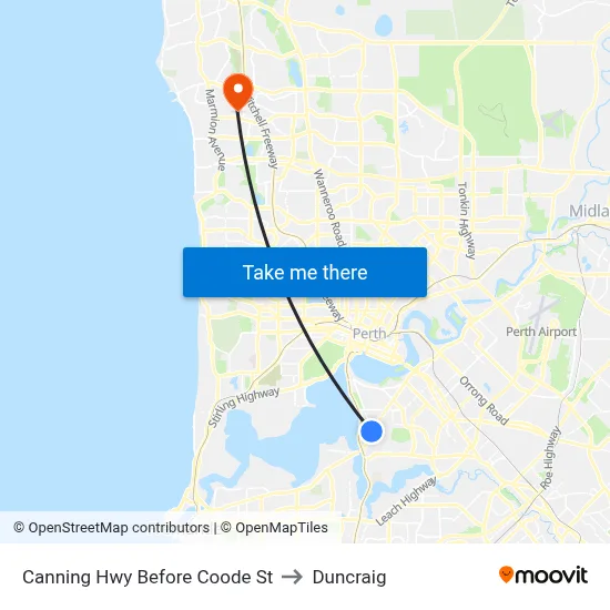 Canning Hwy Before Coode St to Duncraig map