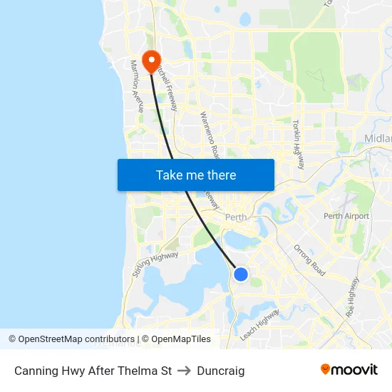 Canning Hwy After Thelma St to Duncraig map