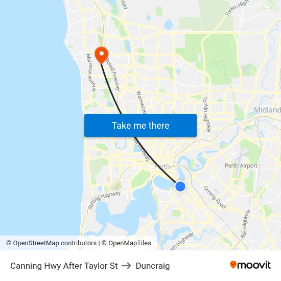 Canning Hwy After Taylor St to Duncraig map