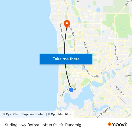 Stirling Hwy Before Loftus St to Duncraig map
