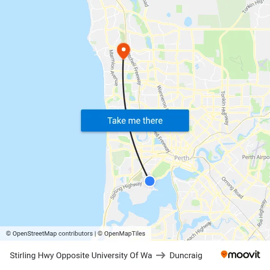 Stirling Hwy Opposite University Of Wa to Duncraig map