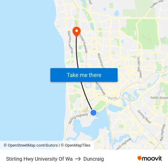 Stirling Hwy University Of Wa to Duncraig map